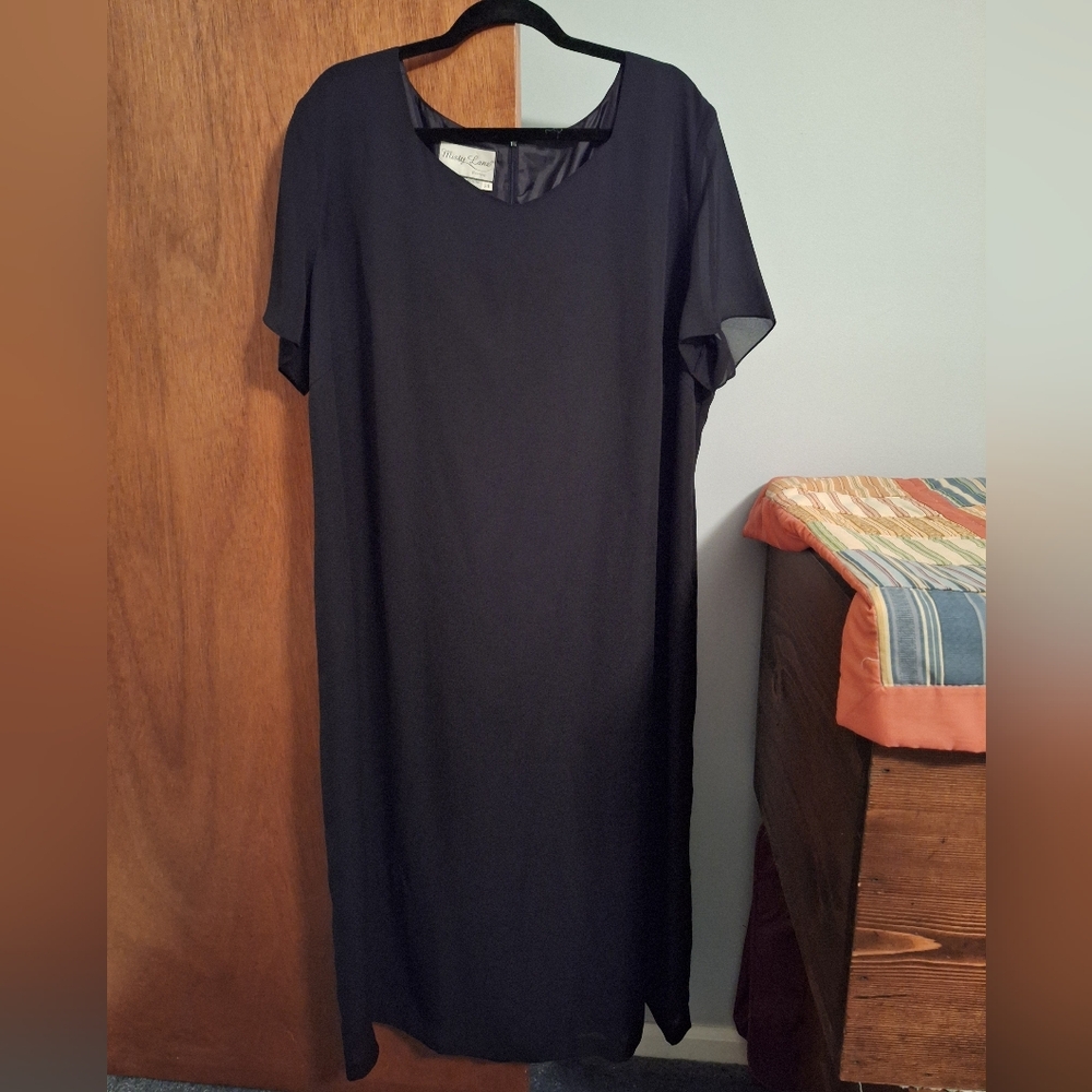 Misty Lane Vintage Elegant Black Lined Sheath Dress Size 24